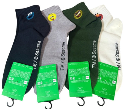 SESAME STREET x GU Size 27-29 cm UNISEX SOCKS 4p Navy Gray Green White JAPAN