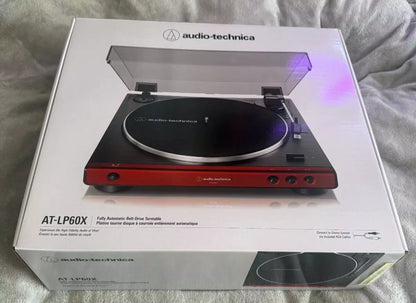 Audio Technica Full Auto Record Player Red AT-LP60X RD 33/45 rotation From JAPAN