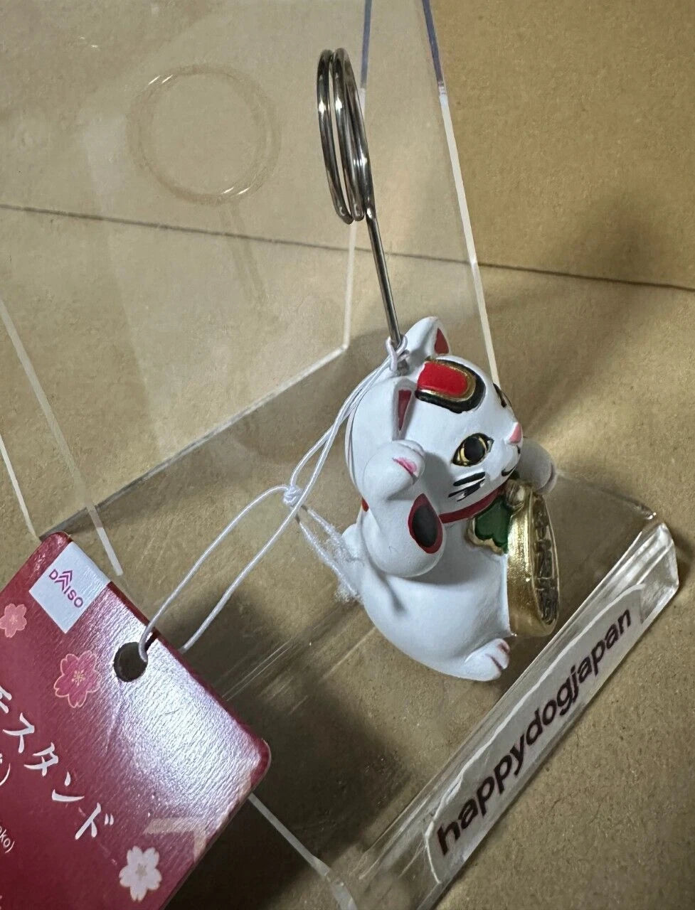 DAISO Japanese LUCKY CAT Memo Stand Desktop Figure Ornament Maneki-Neko JAPAN
