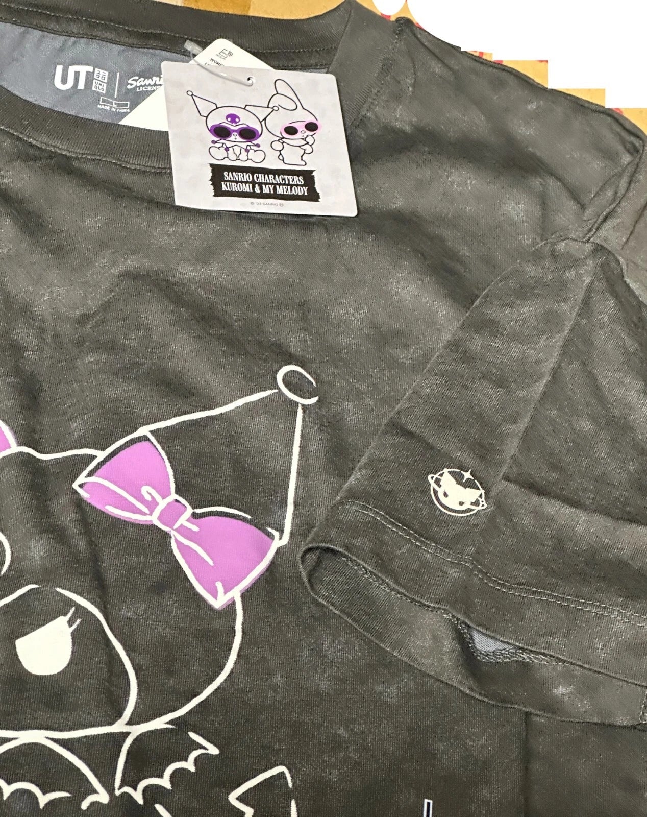 UNIQLO Sanrio KUROMI & MY MELODY T-shirt Oversize Fit L size Dark Gray JAPAN