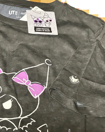 UNIQLO Sanrio KUROMI & MY MELODY T-shirt Oversize Fit L size Dark Gray JAPAN