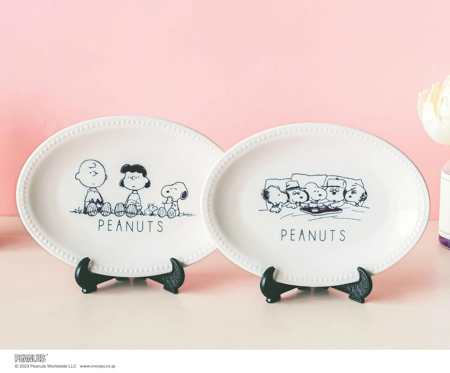 Cookpad-Plus Winter issue Magazine set of 2 Snoopy Porcelain Oval Plate JAPAN