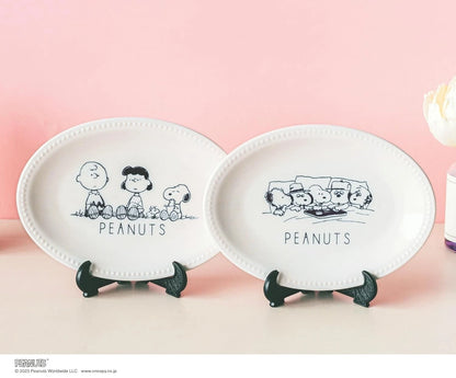 Cookpad-Plus Winter issue Magazine set of 2 Snoopy Porcelain Oval Plate JAPAN