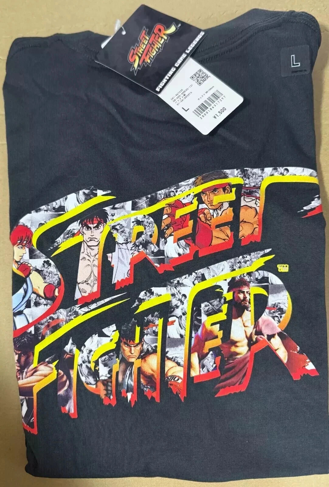 UNIQLO x Street Fighter Round Neck T-shirt Regular Fit L Size Black From JAPAN
