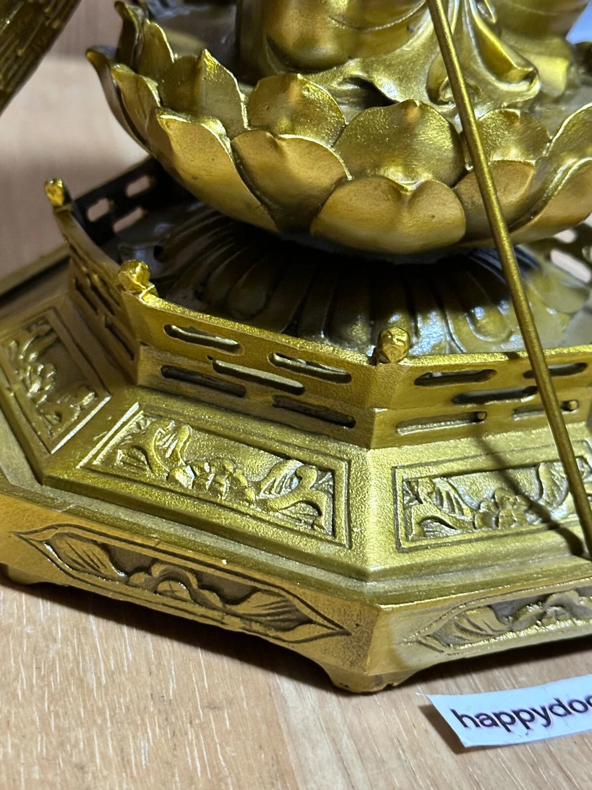 Thousand-Armed Kannon Bodhisattva Buddhist carving 9.8in Brass From JAPAN
