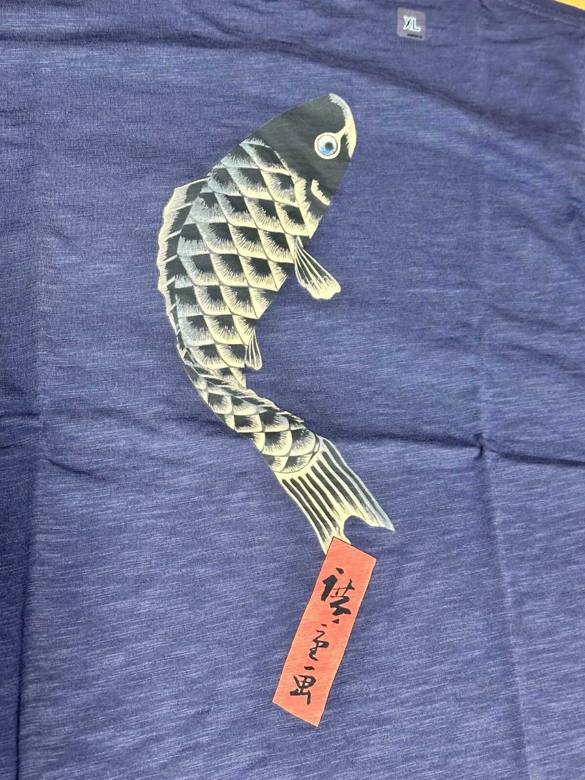 UNIQLO 2024 Ukiyoe Japanese Carp design T-shirt Navy Size L From JAPAN