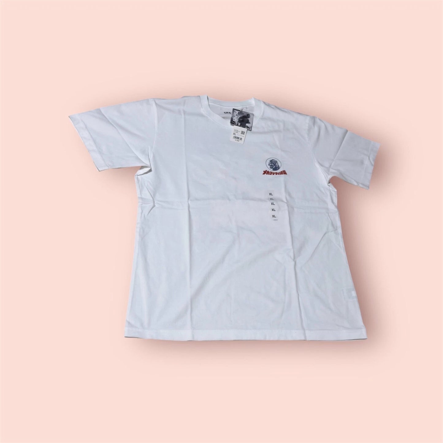 GODZILLA x Uniqlo Mechagodzilla T-shirt regular crew neck White XL size JAPAN