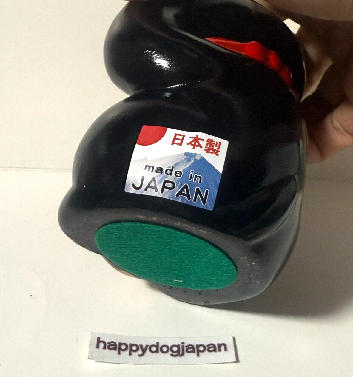 JAPANESE Lucky Cat Seto were 千万両 Long-Handed Black Cat (Left) 5.1 in Piggy Bank