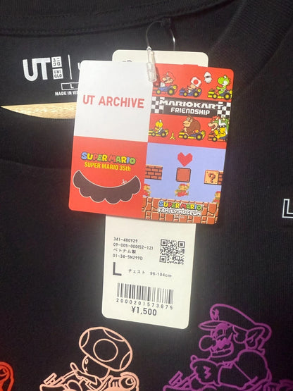 SUPER MARIO BRO. Uniqlo 2025 T-shirt regular Mario Cart Black Size L From JAPAN