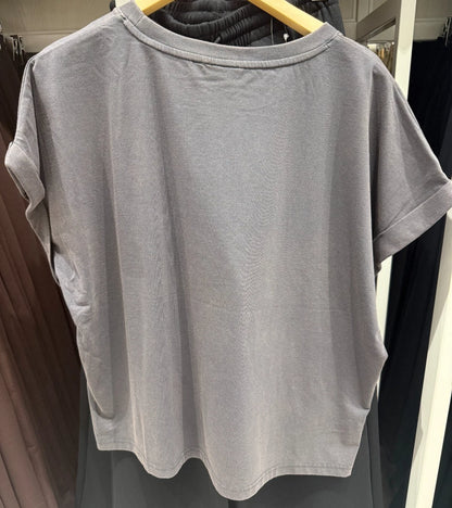 The Rolling Stones x GU T-shirt Lip and Tongue Dark Gray XL Size From JAPAN