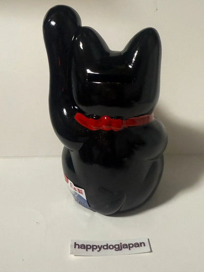JAPANESE Lucky Cat Seto were 千万両 Long-Handed Black Cat (Left) 5.1 in Piggy Bank