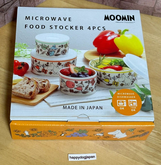 Moomin Microwave Food Stocker Container 3.5"-5" Set of 4 NEW Made in JAPAN