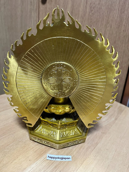 Thousand-Armed Kannon Bodhisattva Buddhist carving 9.8in Brass From JAPAN