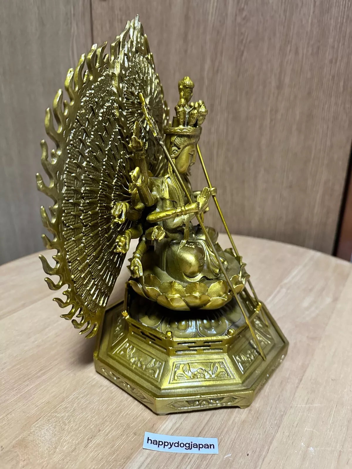 Thousand-Armed Kannon Bodhisattva Buddhist carving 9.8in Brass From JAPAN